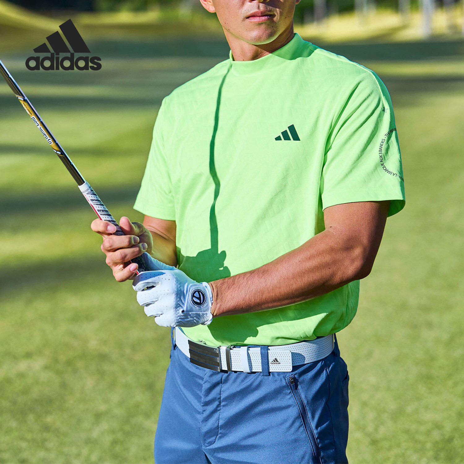 Adidas/阿迪达斯正品高尔夫男士半高领休闲运动短袖T恤IN9061