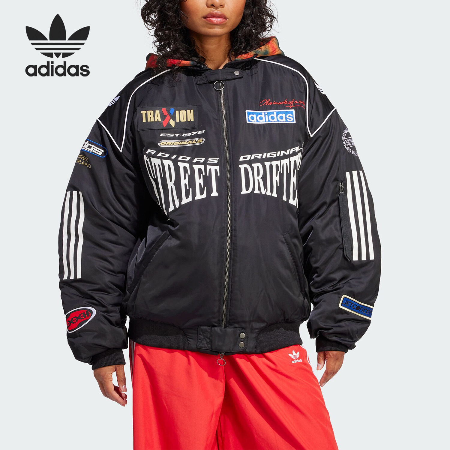 Adidas/阿迪达斯正品三叶草女士印花图案刺绣保暖棉服JW9747