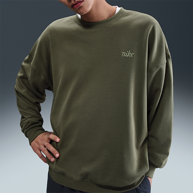 Nike/耐克正品Club男士运动复古宽松圆领柔软针织卫衣IB8360-222