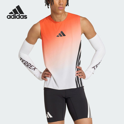 Adidas/阿迪达斯正品夏季男士户外越野跑时尚背心T恤JV9035