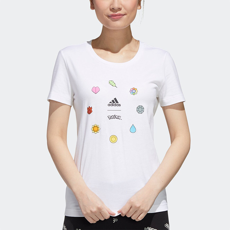 阿迪达斯女士圆领运动短袖