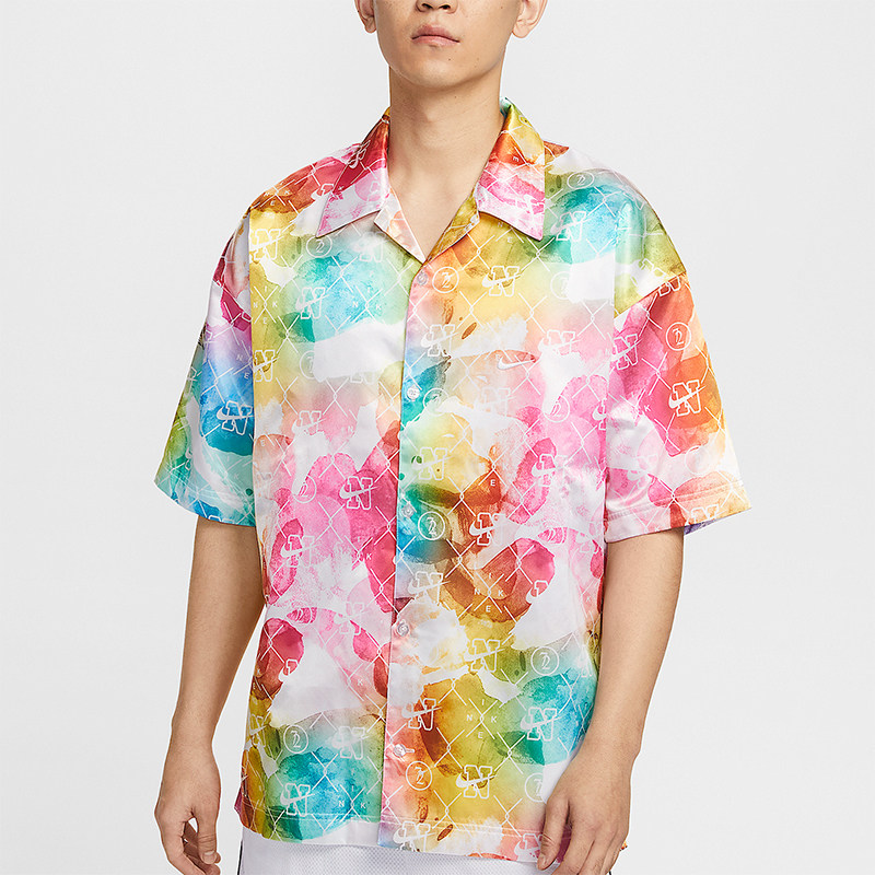 Nike/耐克正品Dri-FIT男士篮球时尚印花运动短袖衬衫HJ4218-645