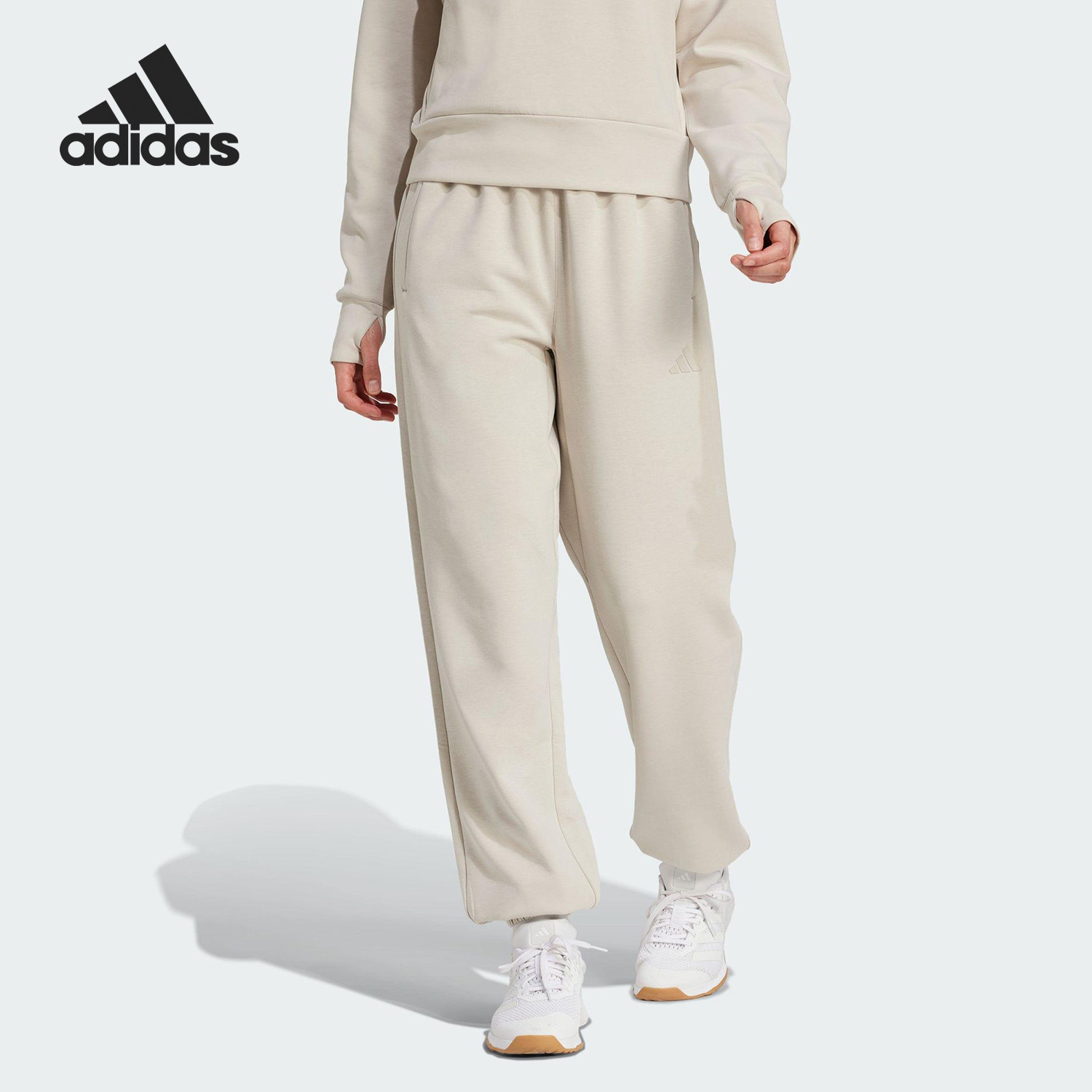 Adidas/阿迪达斯官方正品2025女士束脚中腰宽松经典运动裤JW3398