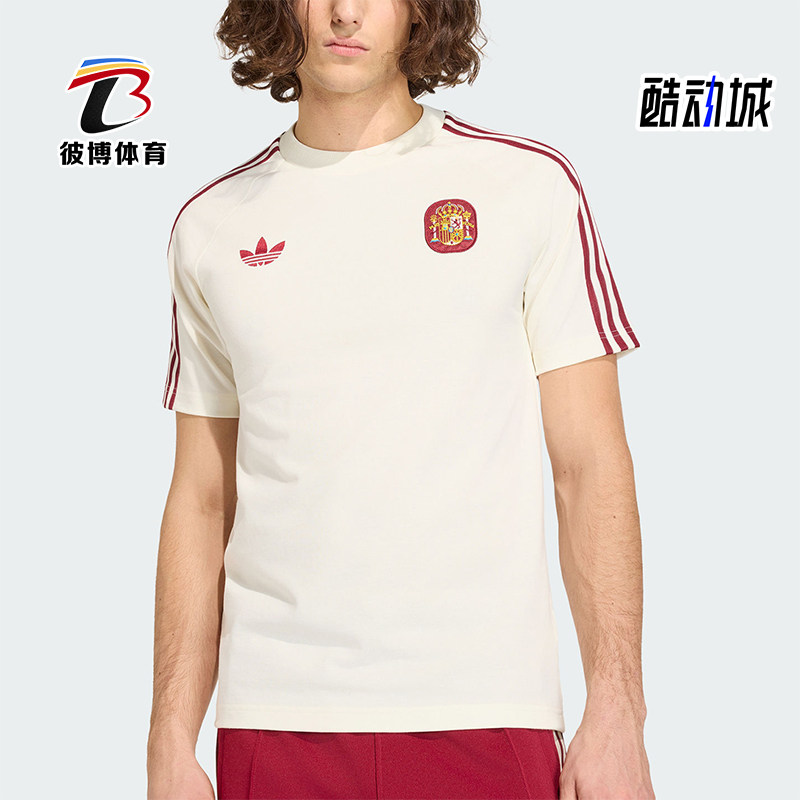 Adidas/阿迪达斯正品三叶草男士条纹修身针织圆领运动T恤JZ2256图片