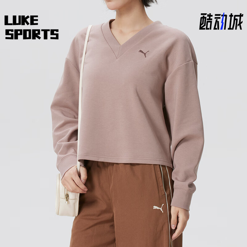 Puma/彪马正品套头运动卫衣新款女粉色跑步经典训练卫衣694093-88
