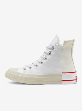Converse匡威 欧阳娜娜同款1970s错位拼接高帮帆布鞋白色 168671C