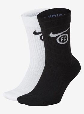 Nike/耐克正品 F.C. SNKR SOX ESSENTIAL CREW 足球袜2双 SK0032