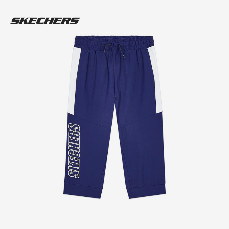 Skechers/斯凯奇正品休闲宽松跑步运动裤男童针织七分裤 L221B141