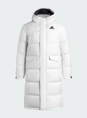 Adidas/阿迪达斯正品2025男士户外长款保暖运动连帽羽绒服KE5406