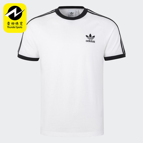 Adidas/阿迪达斯正品三叶草男士透气条纹运动修身短袖KB2460