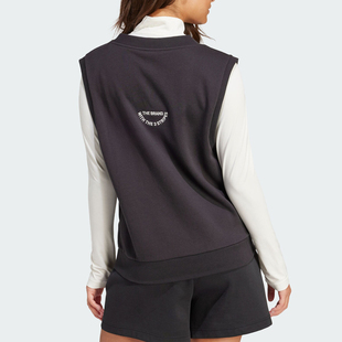 Adidas 女士宽松运动休闲V领背心IS4696 阿迪达斯官方正品 2024新款