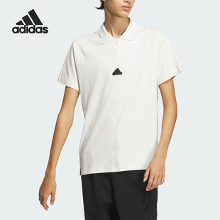 阿迪达斯正品 男士 Adidas 新款 IT3936 休闲半拉链短袖 POLO衫