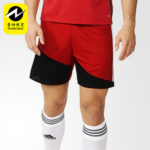 Adidas/阿迪达斯正品短裤新款男红黑色经典足球运动短裤AJ5869