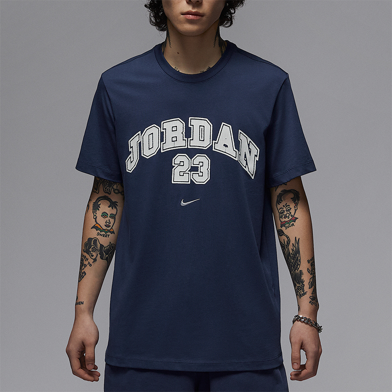 Nike/耐克正品JORDAN男士日常柔软针织经典印花短袖IB7525-410