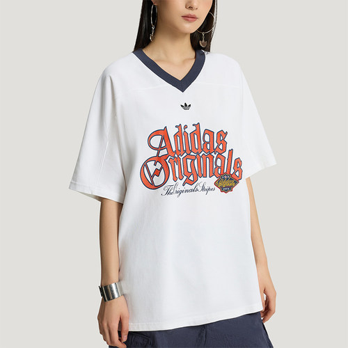 Adidas/阿迪达斯正品三叶草女士休闲宽松日常字母印花T恤KT3062