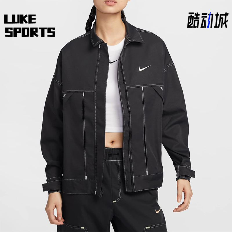 Nike/耐克正品新款女士拼接宽松梭织翻领夹克外套IB5588-010