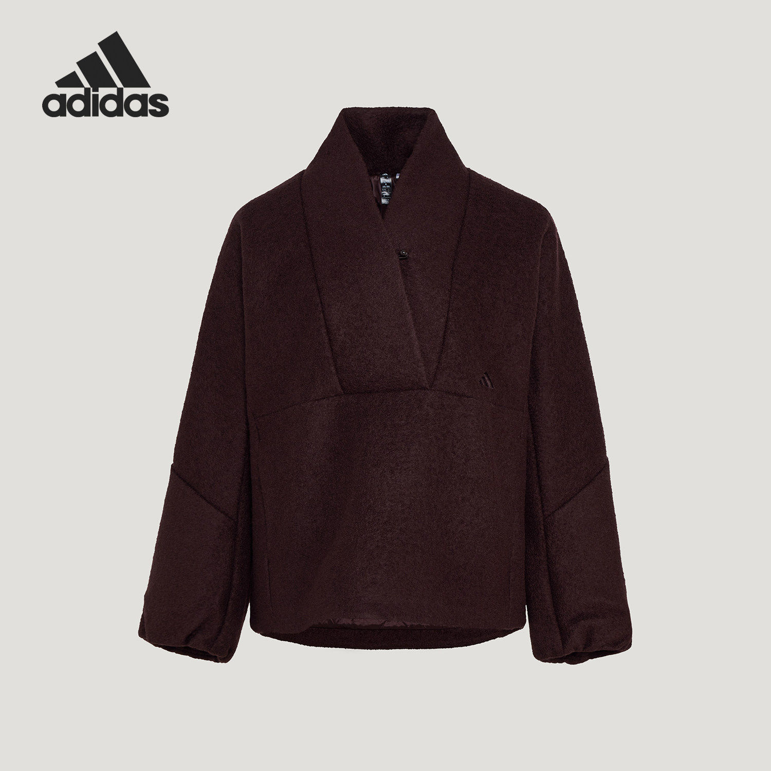 Adidas/阿迪达斯官方正品2026女士抓绒半开襟卫衣套头衫HY2122