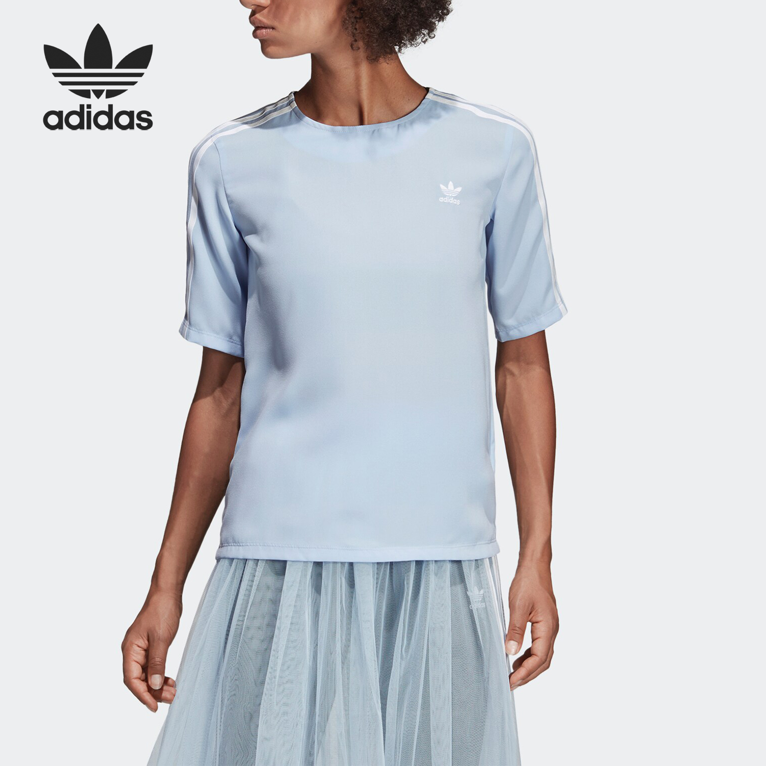Adidas/阿迪达斯正品三叶草 3 STRIPES TEE 女子短袖上衣 DV0854