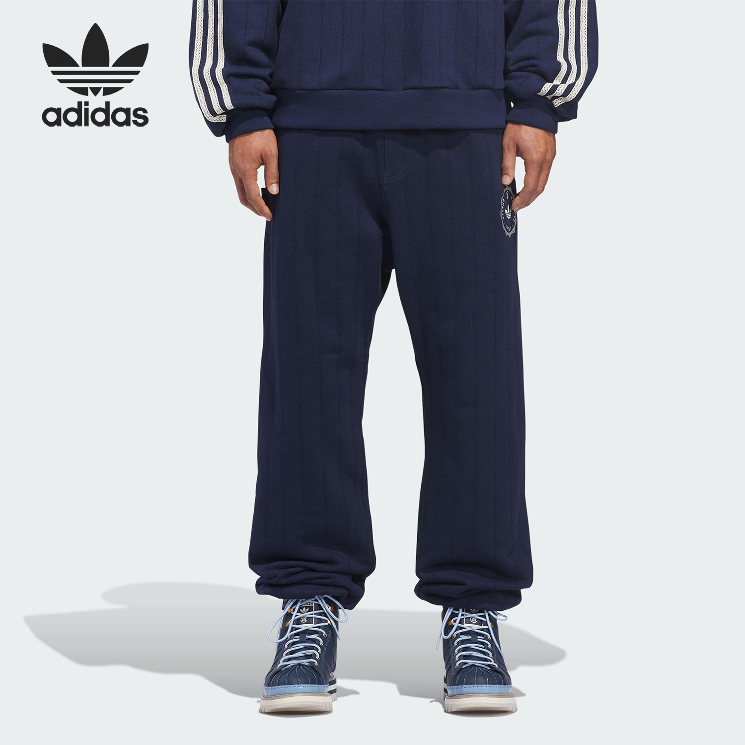 Adidas/阿迪达斯官方正品三叶草男女束脚运动刺绣休闲长裤JM4241