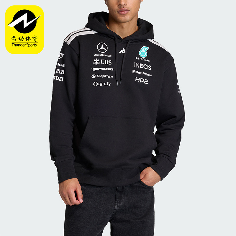 Adidas/阿迪达斯正品三叶草新款男黑白色经典宽松连帽卫衣KF0166