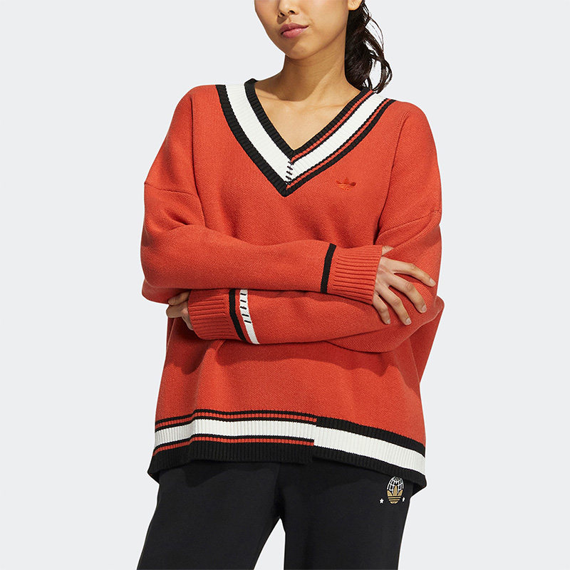 阿迪达斯女复古运动V领套头衫