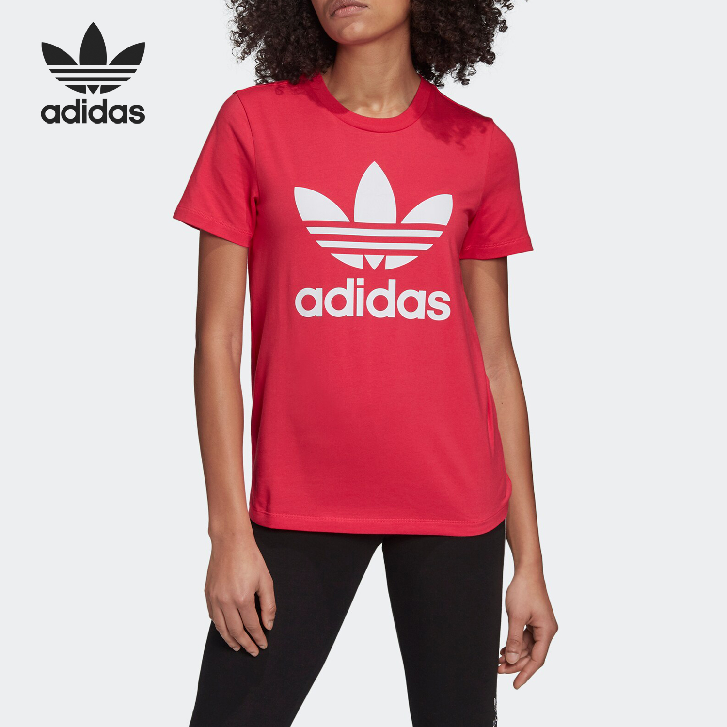 Adidas/阿迪达斯正品当季新款 三叶草短袖女子运动休闲T恤 GD2312