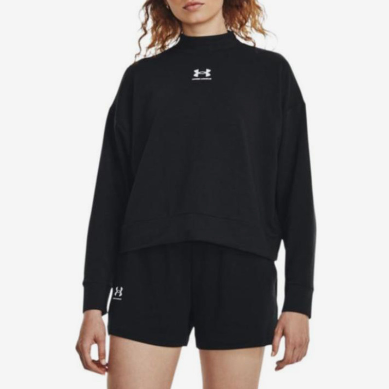 UA/安德玛正品Rival Terry Mock Crew女士短款卫衣1379496-001