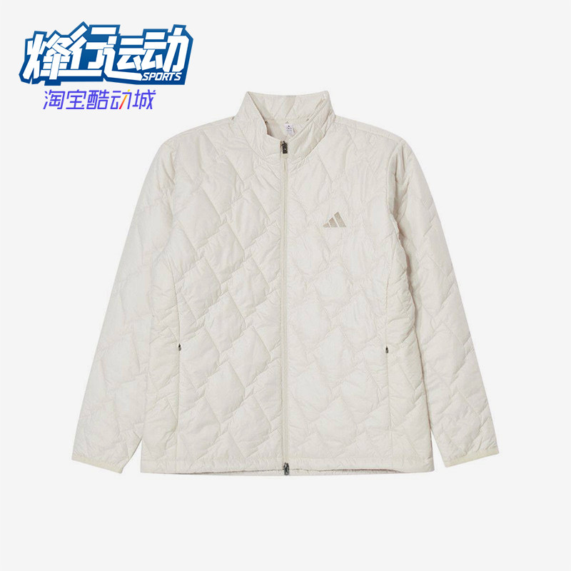 Adidas/阿迪达斯正品立领拉链长袖棉服新款经典米白色棉服KD7996