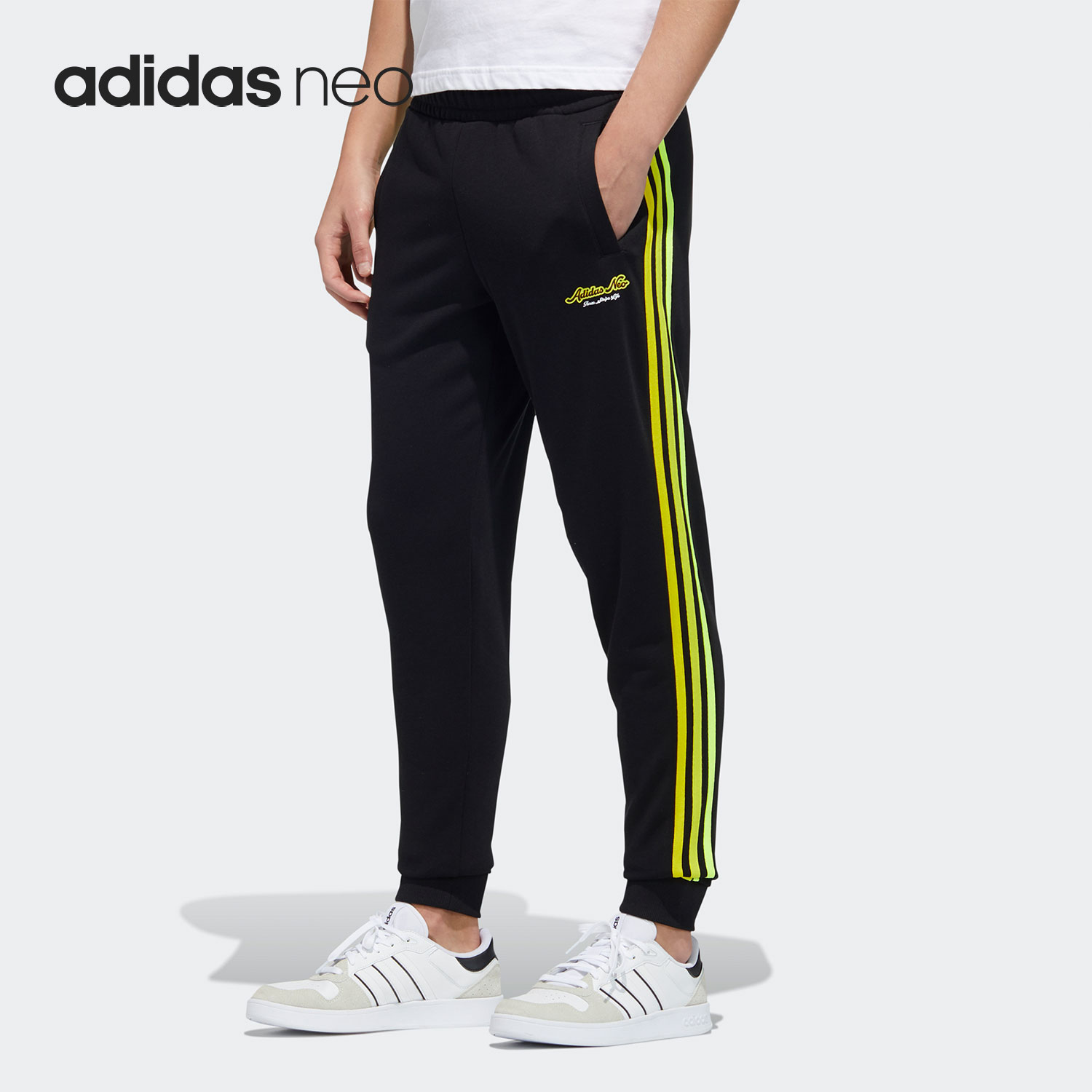 Adidas/阿迪达斯正品NEO21春季男子经典三条纹运动休闲长裤GP5674