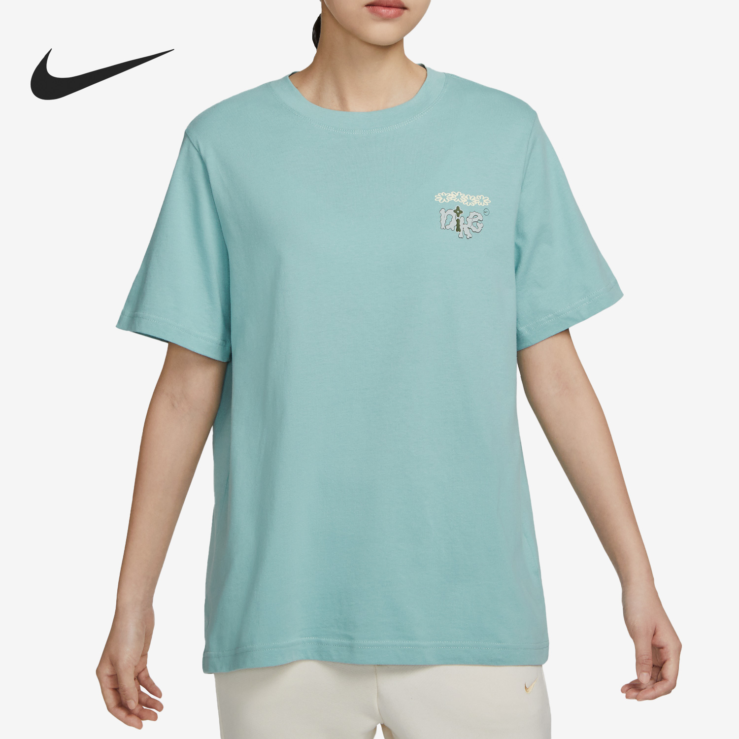 Nike/耐克正品新款圆领印花女子运动休闲短袖T恤FD2550-309