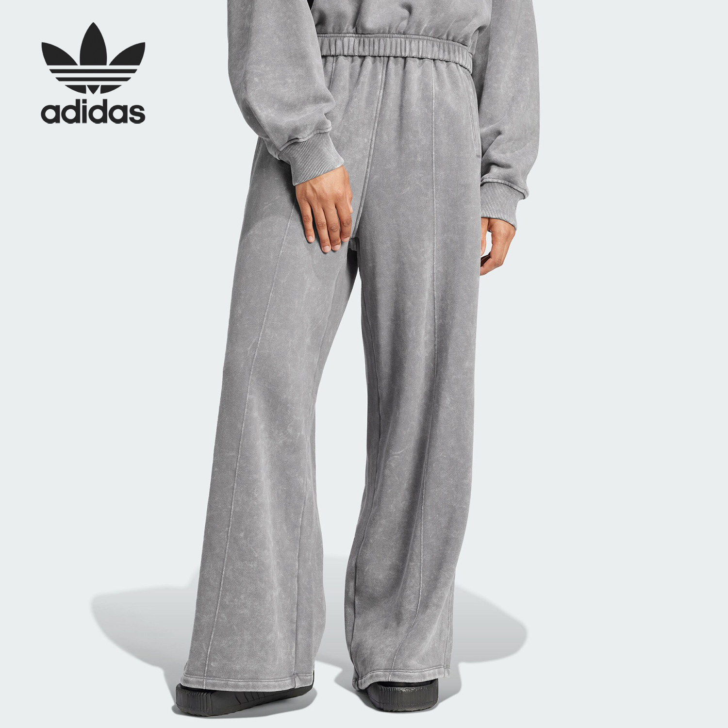 Adidas/阿迪达斯正品三叶草女士保暖宽松阔腿运动裤IY7399