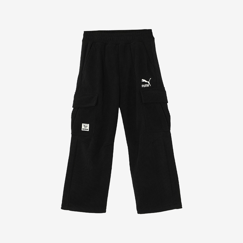 Puma/彪马正品2025大童宽松休闲中腰加绒工装长裤950001-01