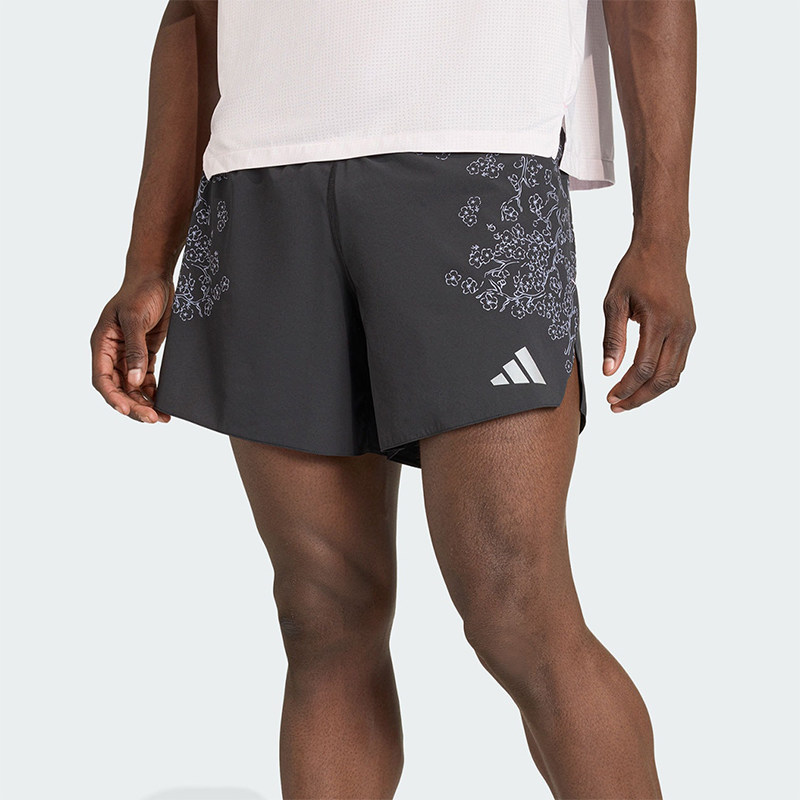 Adidas/阿迪达斯正品男士跑步侧开叉花卉印花运动短裤KG3454