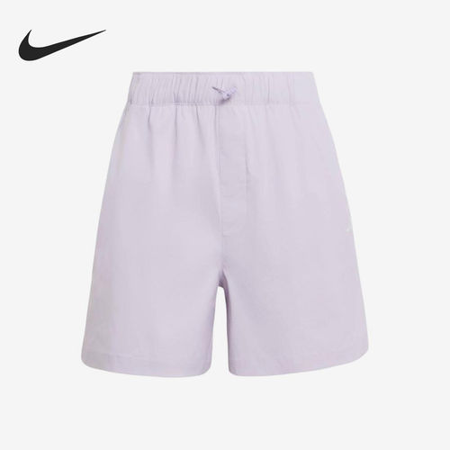 Adidas/阿迪达斯官方正品空新款女浅紫色直筒三分系带短裤KX6810