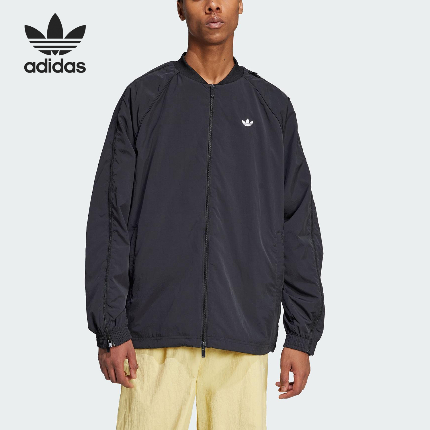 Adidas/阿迪达斯正品三叶草男士梭织立领运动夹克外套JX1618