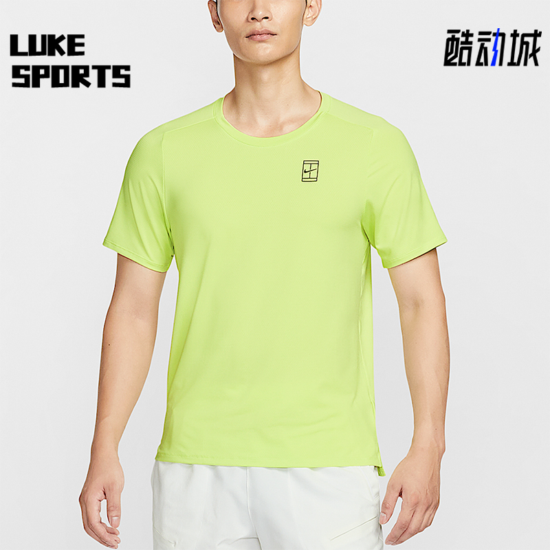 Nike/耐克正品Dri-FIT男士透气网球修身圆领运动短袖FZ6911-736