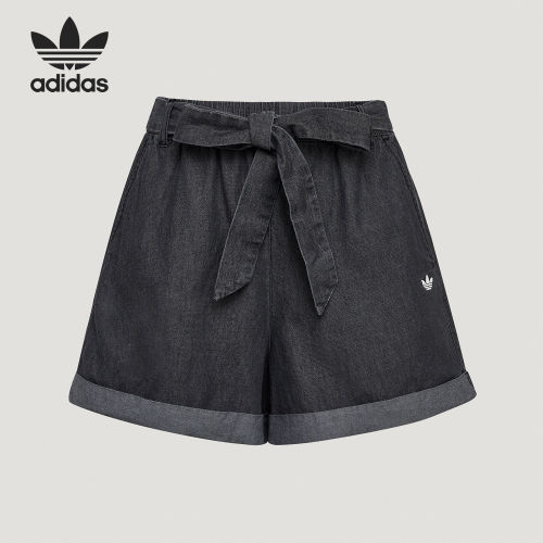 Adidas/阿迪达斯官方正品女士透气柔软休闲牛仔运动短裤LF4601