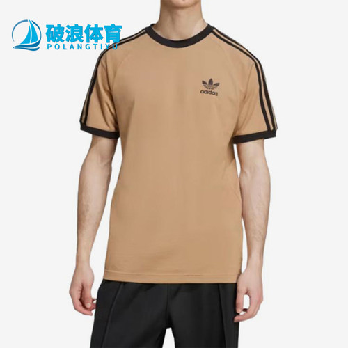 Adidas/阿迪达斯正品三叶草男士三条纹圆领修身短袖T恤JY1370
