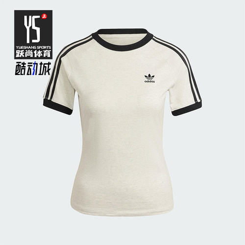 Adidas/阿迪达斯正品三叶草女士印花圆领经典套头修身短袖IR8104