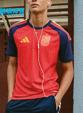 Adidas/阿迪达斯正品西班牙队男女透气修身圆领比赛运动T恤JN4366