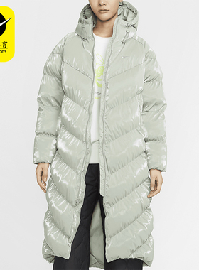 Nike/耐克正品WINDPUFFER女士连帽长款亮面棉服FV7828-370