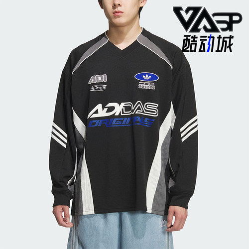 Adidas/阿迪达斯正品三叶草男士运动宽松赛车风印花长袖KF5155