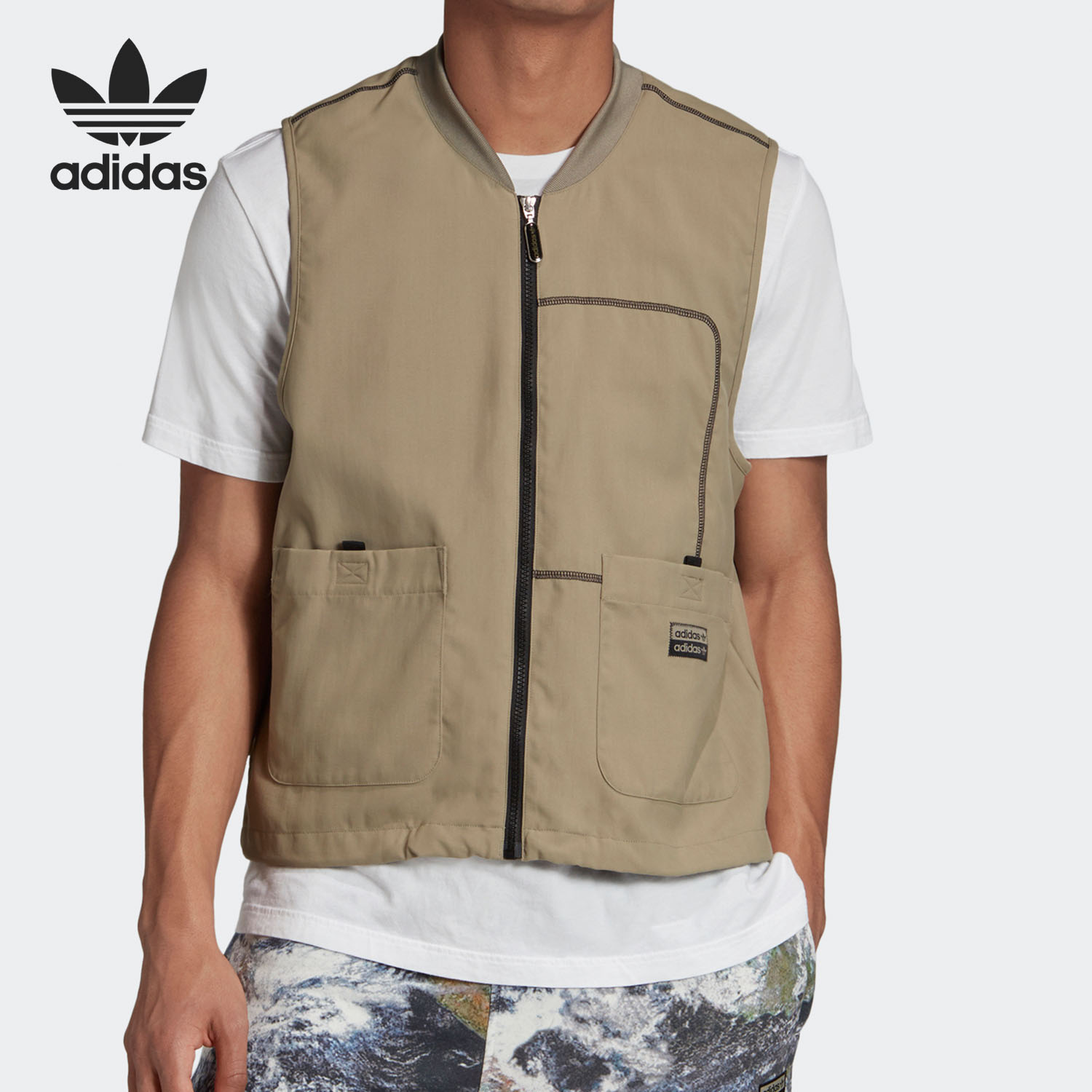 Adidas/阿迪达斯官方正品三叶草男子工装时尚运动单马甲 GD9274