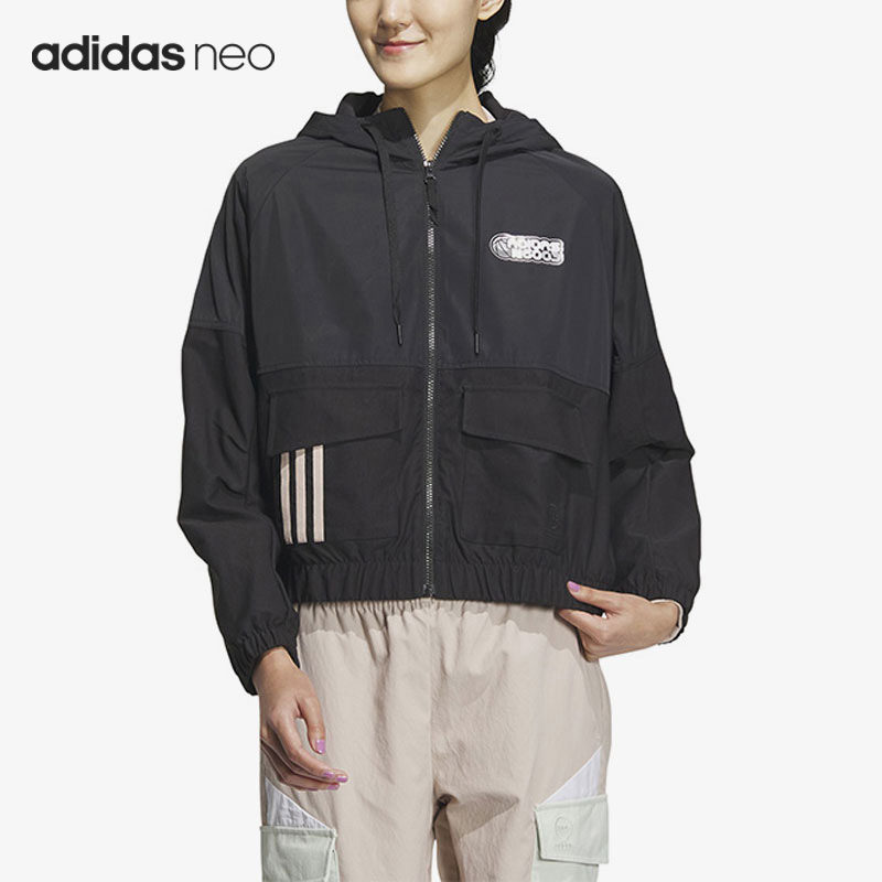 Adidas/阿迪达斯正品NEO新款女子休闲加绒运动连帽外套IK3432
