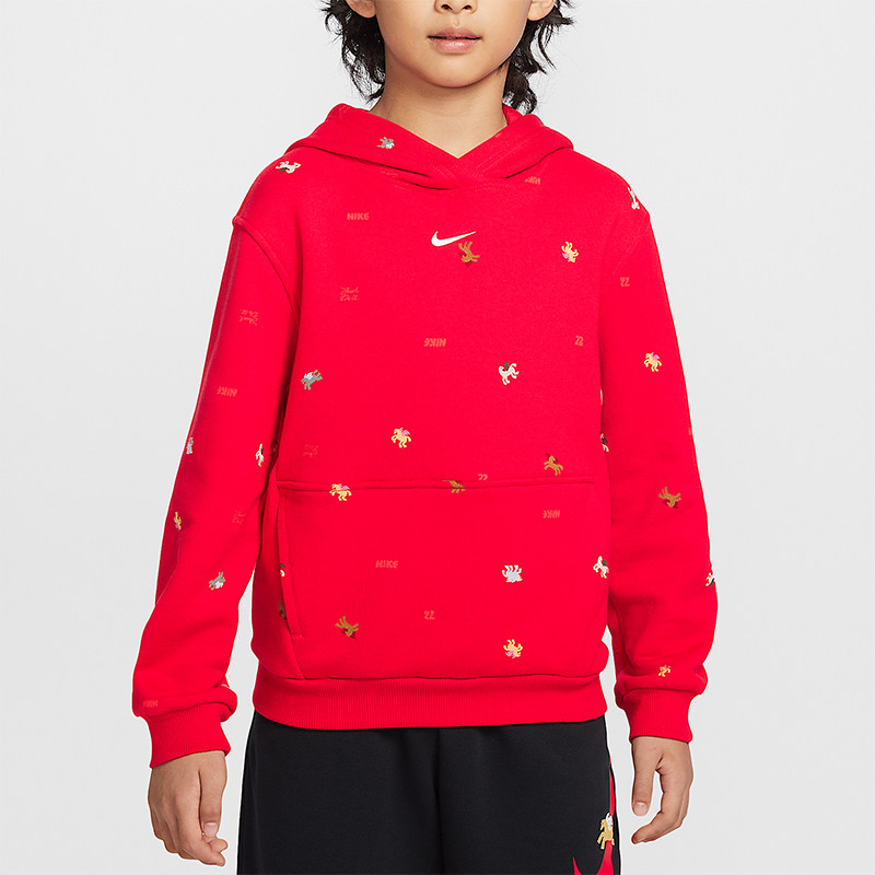 Nike/耐克正品春季款大童休闲连帽套头刺绣运动卫衣IR0097-657