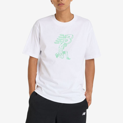 New Balance新百伦正品男柔软舒适圆领印花修身短袖T恤MT51978-WT