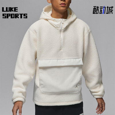 耐克男士简约保暖连帽半拉链卫衣