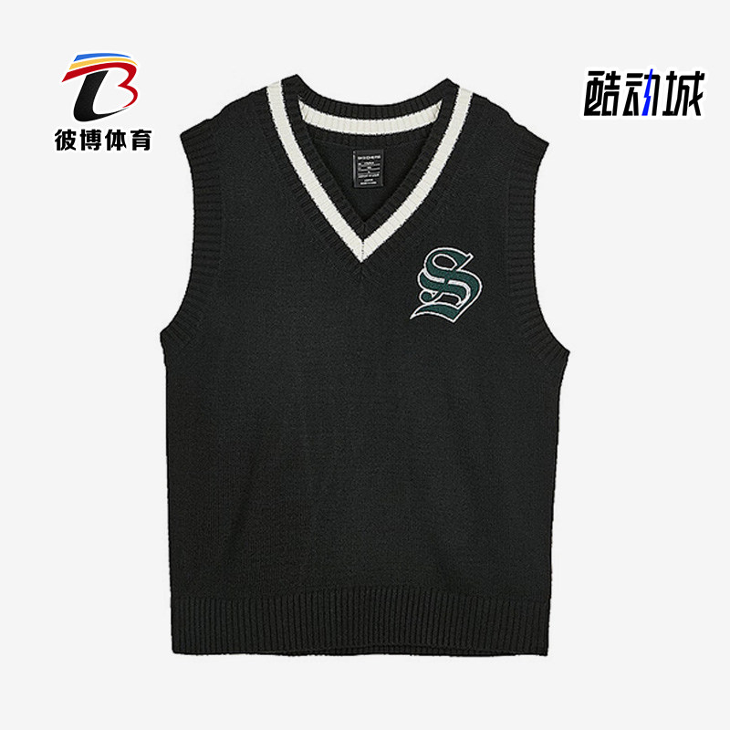 Skechers/斯凯奇正品新款男女同款V领无袖套头舒适运动背心马甲