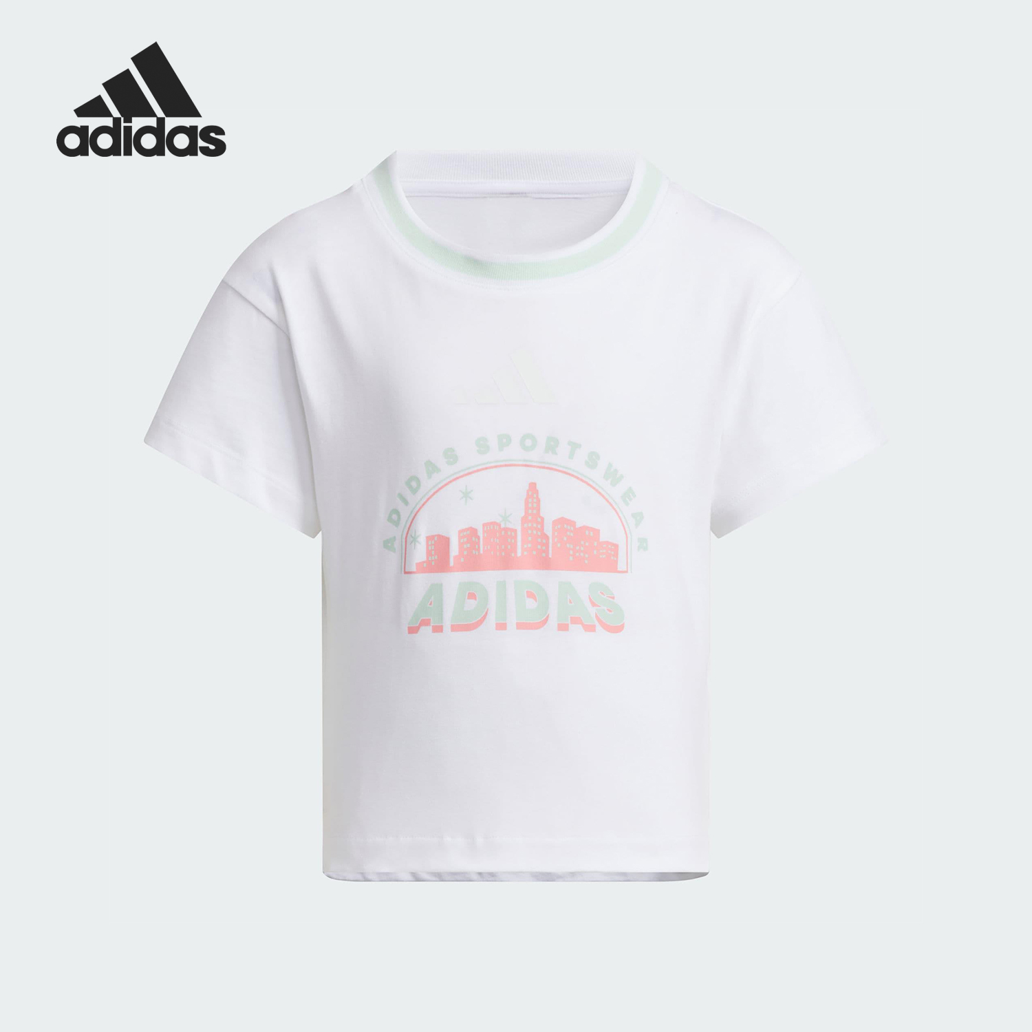 Adidas/阿迪达斯正品LG GFX SSTEE小童侧开衩经典日常短袖JL7575