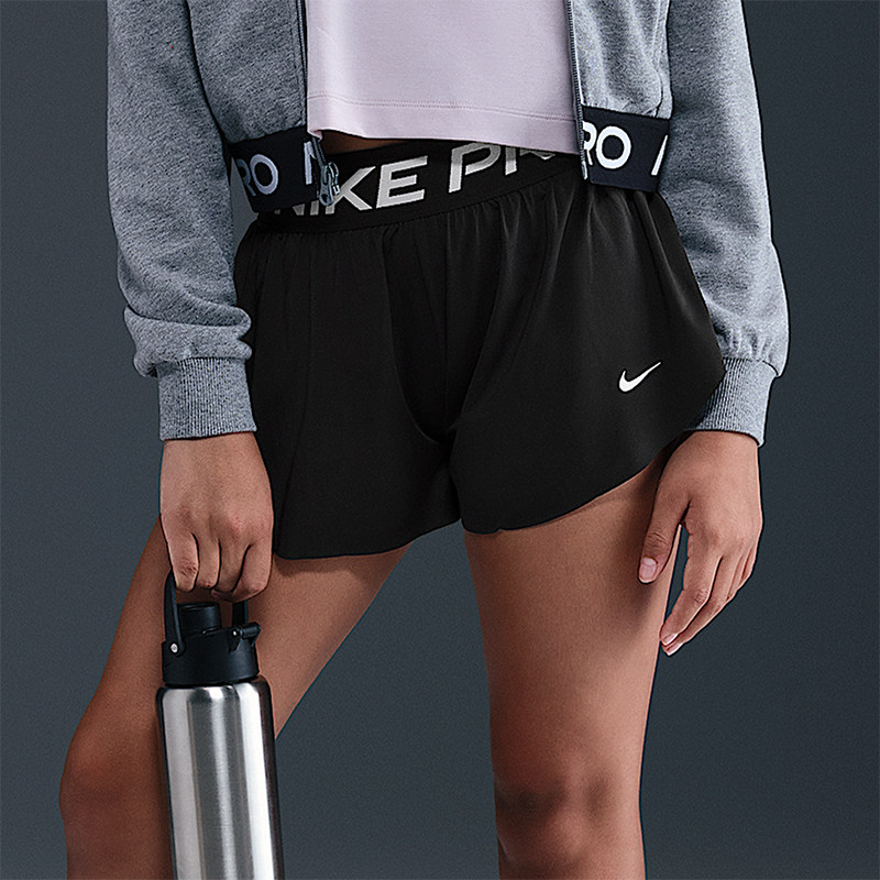 Nike/耐克正品NikePro新款黑白色训练二合一经典短裤II3640-010